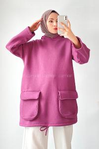 Modalamelif Körük Cepli Sweatshirt Mor