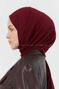 Modalamelif Kraş Pamuk Ekose Desenli Şal Bordo