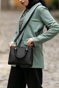 Black With Zipper Skin Hand Bag Bag