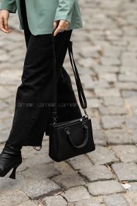 Black With Zipper Skin Hand Bag Bag