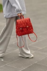 Lamelif Pear Kadın Sırt Çantası Kırmızı