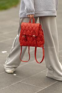 Lamelif Pear Kadın Sırt Çantası Kırmızı