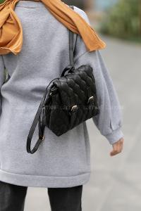 Lamelif Pear Kadın Sırt Çantası Siyah