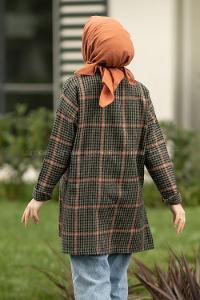 Modalamelif Pötikare Desen Oduncu Gömlek Haki-Oranj