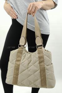 Modalamelif Tek Bölmeli Kapitone Desen Lisa Geniş Kadın Çanta Vizon