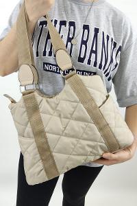 Modalamelif Tek Bölmeli Kapitone Desen Lisa Geniş Kadın Çanta Vizon