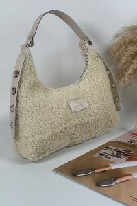 Modalamelif Tek Gözlü Molly Peluş Çanta Krem