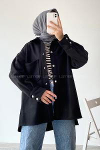 Modalamelif Tek Cepli Kaşe Gömlek Siyah