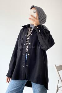 Modalamelif Tek Cepli Kaşe Gömlek Siyah