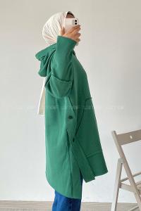 Modalamelif Yanı Düğme Detaylı Oversize Sweatshirt Haki