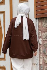 Modalamelif Berkeley Yazı Baskılı  Sweat Tunik Acı Kahve