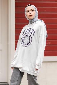 Modalamelif Berkeley Yazı Baskılı Kapüşonlu Sweat Beyaz