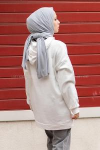 Modalamelif Berkeley Yazı Baskılı Kapüşonlu Sweat Beyaz