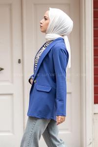 Modalamelif Tek Düğme Detaylı Ceket İndigo