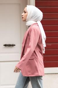 Düğme Detaylı Ceket Pudra