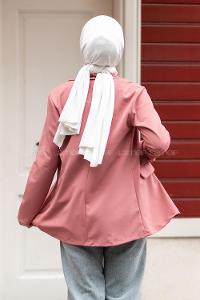 Düğme Detaylı Ceket Pudra