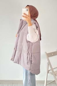 Modalamelif Gizli Fermuarlı Çift Cepli Yelek Gri