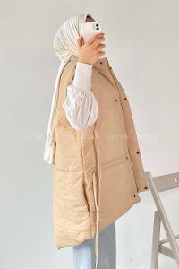 Modalamelif Gizli Fermuarlı Çift Cepli Yelek Sütlükahve