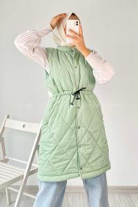 Modalamelif Hakim Yaka Kapitone Desen Yelek Mint