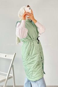 Modalamelif Hakim Yaka Kapitone Desen Yelek Mint