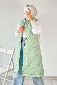 Modalamelif Hakim Yaka Kapitone Desen Yelek Mint