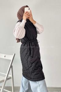 Modalamelif Hakim Yaka Kapitone Desen Yelek Siyah