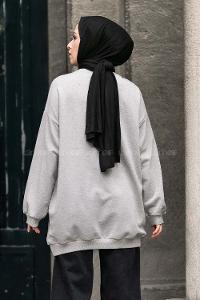 Modalamelif Bisiklet Yaka WRSTBHVR BERLİN Yazı Baskılı Sweat Gri