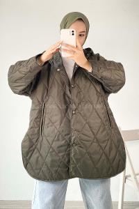 Modalamelif Önü Çıtçıt Düğmeli Mont Haki