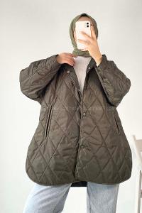 Modalamelif Önü Çıtçıt Düğmeli Mont Haki