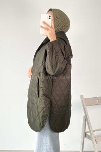 Modalamelif Önü Çıtçıt Düğmeli Mont Haki