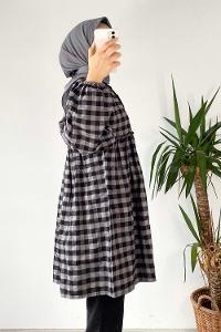 Modalamelif  Bel ve Yaka Fırfır Detaylı Gömlek Gri