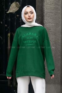 Modalamelif Bisiklet Yaka Calabasas Baskılı Sweat Zümrüt