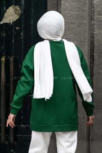 Modalamelif Bisiklet Yaka Calabasas Baskılı Sweat Zümrüt