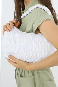 Modalamelif Büzgülü Baguette Çanta Beyaz