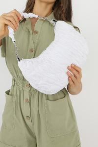 Modalamelif Büzgülü Baguette Çanta Beyaz