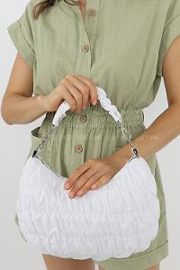 Modalamelif Büzgülü Baguette Çanta Beyaz