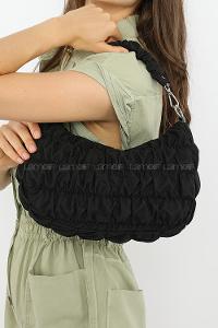 Modalamelif Büzgülü Baguette Çanta Siyah