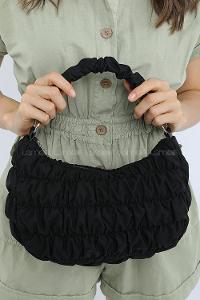 Modalamelif Büzgülü Baguette Çanta Siyah