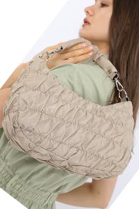 Modalamelif Büzgülü Baguette Çanta Vizonrengi