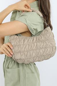 Modalamelif Büzgülü Baguette Çanta Vizonrengi