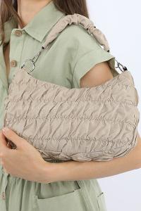 Modalamelif Büzgülü Baguette Çanta Vizonrengi