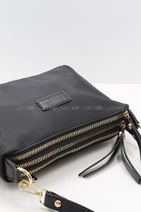 Modalamelif Change Üç Bölmeli Saten Çanta Siyah