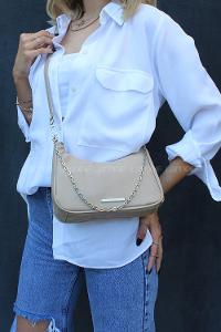 Modalamelif Kadın Saten Metal Detaylı Çanta Vizonrengi