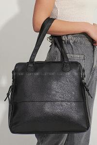 Modalamelif Yan Fermuar Detaylı Deri Çanta Siyah
