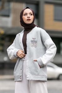Modalamelif 68 Nakışlı Kolej  Hırka Gri