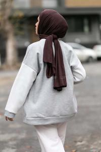 Modalamelif 68 Nakışlı Kolej  Hırka Gri