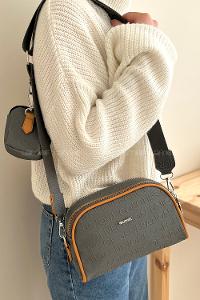 Lamelif Hasır Askılı Valentino Çanta Antrasit