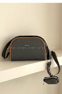 Lamelif Hasır Askılı Valentino Çanta Antrasit