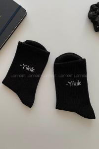 Lamelif Siyah Yıkık Çorap