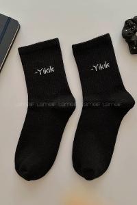 Lamelif Siyah Yıkık Çorap